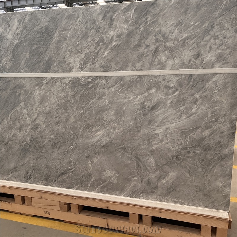 Polished Grey Sintered Stone Slabs Interior Floor Home Decor