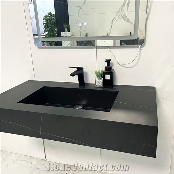 Sintered Stone Vanity With Light Makeup Mirror For Bathroom