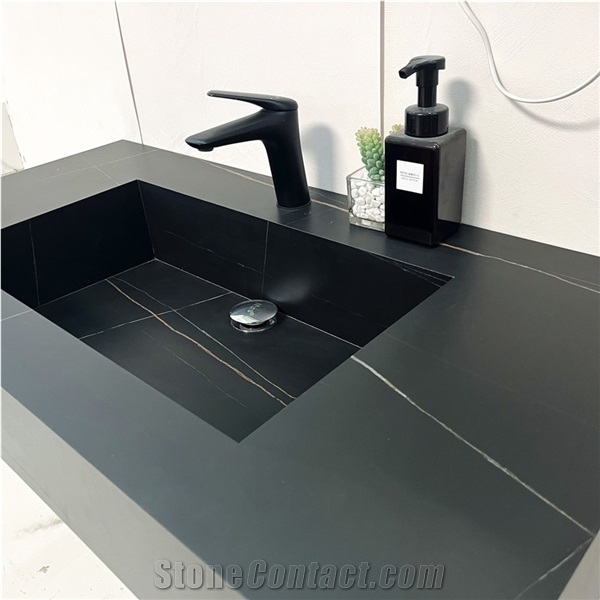 Sintered Stone Vanity With Light Makeup Mirror For Bathroom