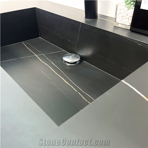 Sintered Stone Vanity With Light Makeup Mirror For Bathroom