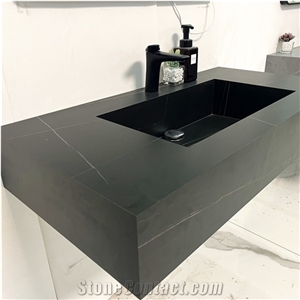 Sintered Stone Vanity With Light Makeup Mirror For Bathroom