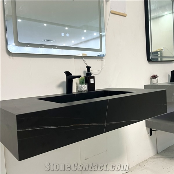 Sintered Stone Vanity With Light Makeup Mirror For Bathroom