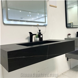Sintered Stone Vanity With Light Makeup Mirror For Bathroom