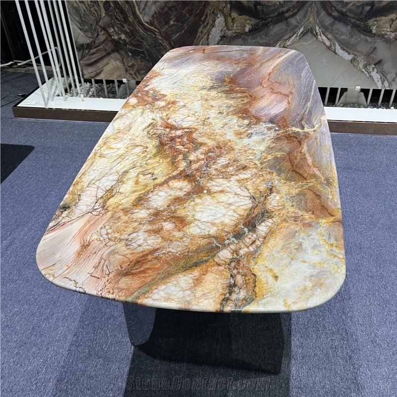 Apache Red Quartzite Rectangle Table Top For Hotel Furniture