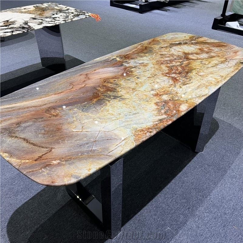 Apache Red Quartzite Rectangle Table Top For Hotel Furniture