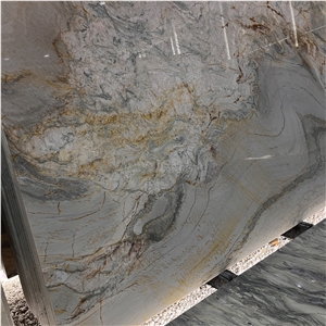 Beautiful Impression Rainbow Quartzite Slab Bookmatched Wall