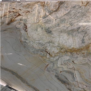 Beautiful Impression Rainbow Quartzite Slab Bookmatched Wall