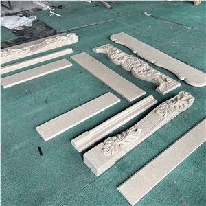 Beige Marble Fireplace Mantel
