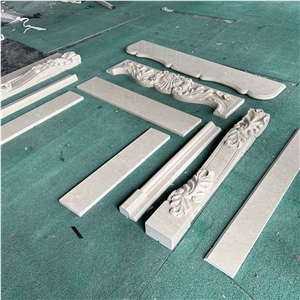 Beige Marble Fireplace Mantel