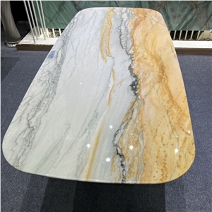 Brazil Calacatta White Quartzite Natural Stone Dining Table