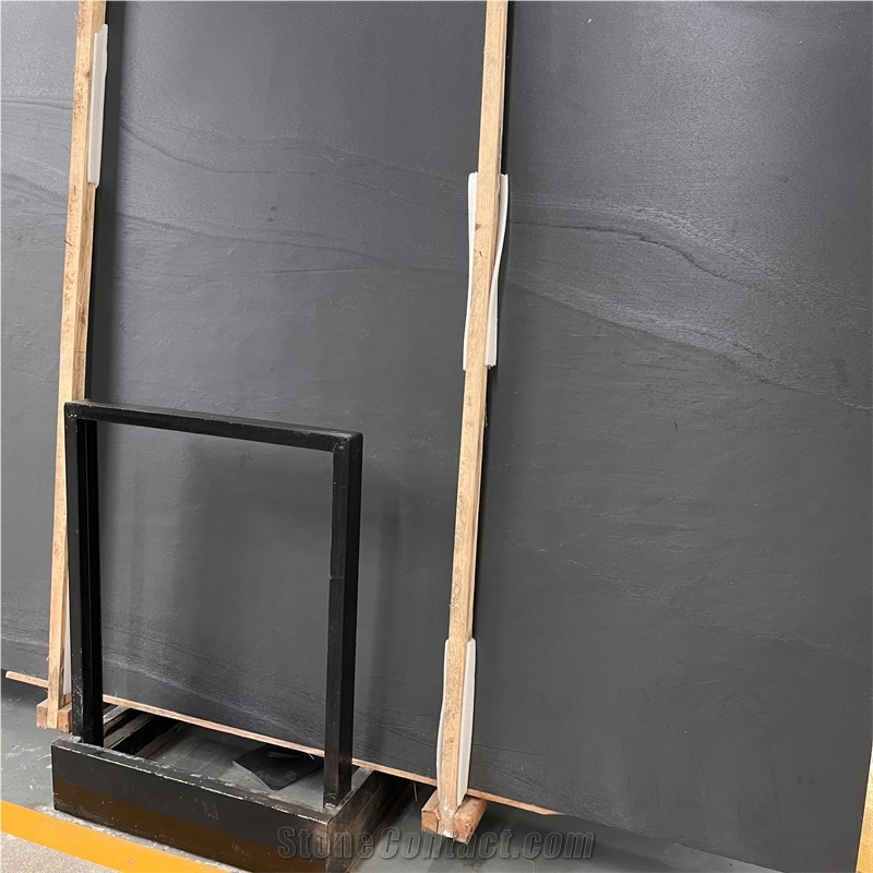 Brazil California Brilliant Black Quartzite Slabs For Home