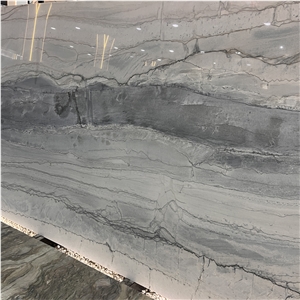 Brazil Elegant Gray Quartzite Slabs For Hotel Wall Decor