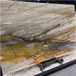 Brazil Luxury Azul Palomino Quartzite Slabs For Wall Design