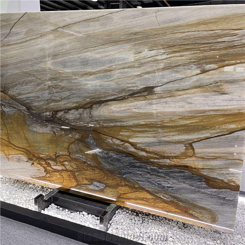 Brazil Luxury Azul Palomino Quartzite Slabs For Wall Design