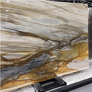 Brazil Luxury Azul Palomino Quartzite Slabs For Wall Design