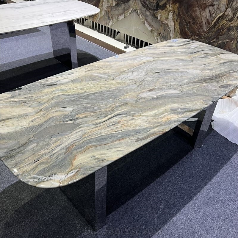 Customized Design Silk Road Quartzite Dining Table For Home
