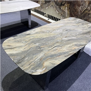 Customized Design Silk Road Quartzite Dining Table For Home
