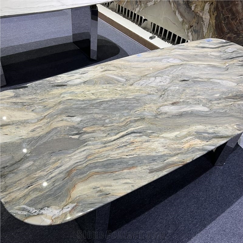 Customized Design Silk Road Quartzite Dining Table For Home
