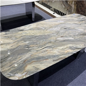 Customized Design Silk Road Quartzite Dining Table For Home