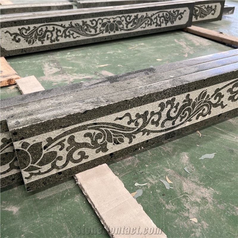 Customized High Quality Black Granite Carving For Villa Wall