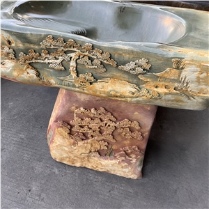 Factory Carved Natural River Stone Wash Basin