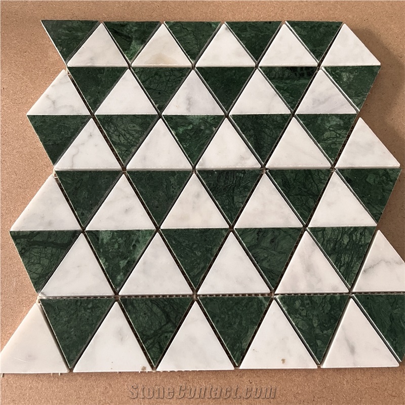 Factory Direct Natural Marble Triangle Marble Mosaic Tiles