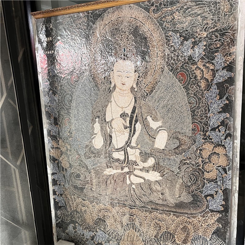 Handmade Stone Buddha Mosaic Art For Home Wall