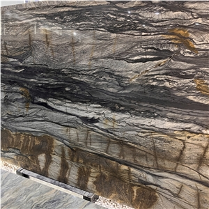 High End Natural Dark Grey Quartzite Slabs For Hotel Wall