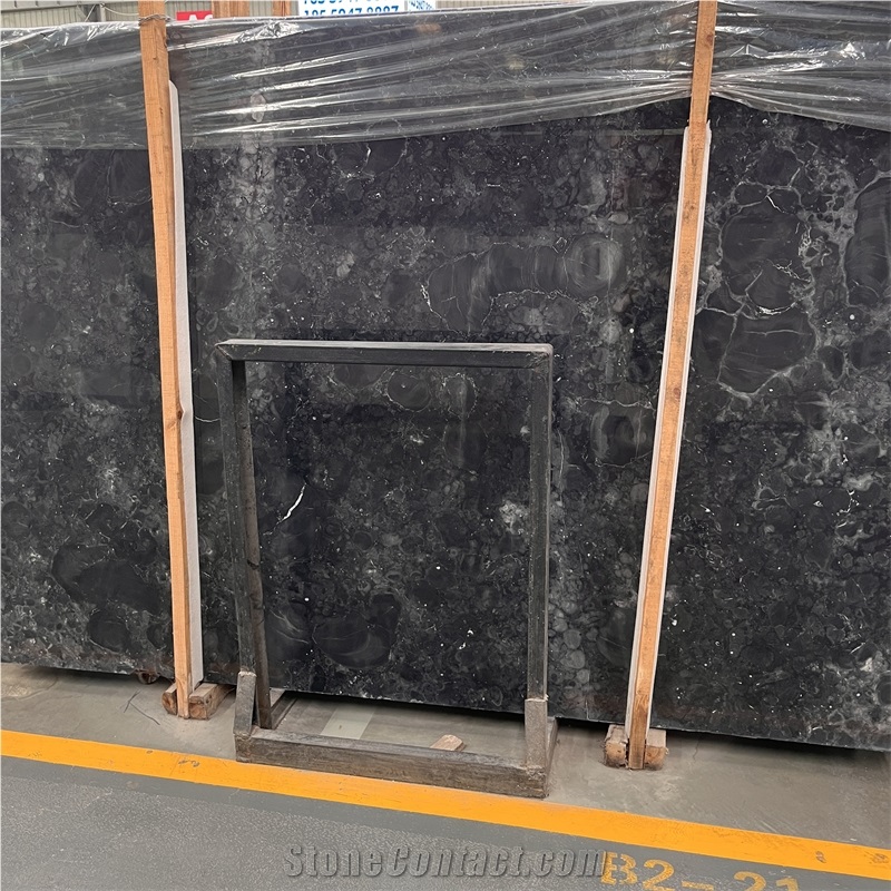 High Quality Polished Argos Black Marble Slab For Wall Decor