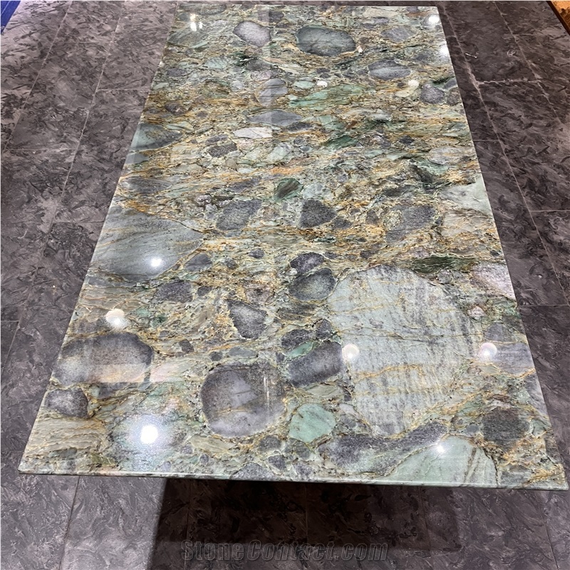 Home Furniture Jungle Jewel Quartzite Table Tops For Villa