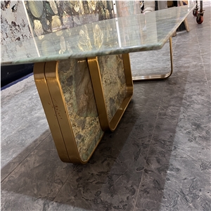 Home Furniture Jungle Jewel Quartzite Table Tops For Villa