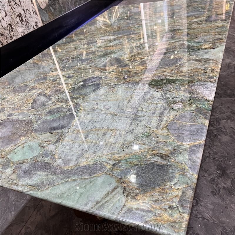 Home Furniture Jungle Jewel Quartzite Table Tops For Villa