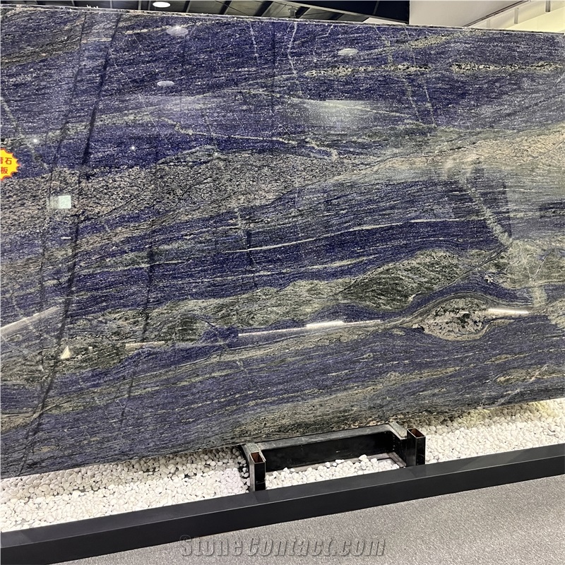 Luxury Azul Bahia Granite Backlit Bookmatchd Slab For Wall