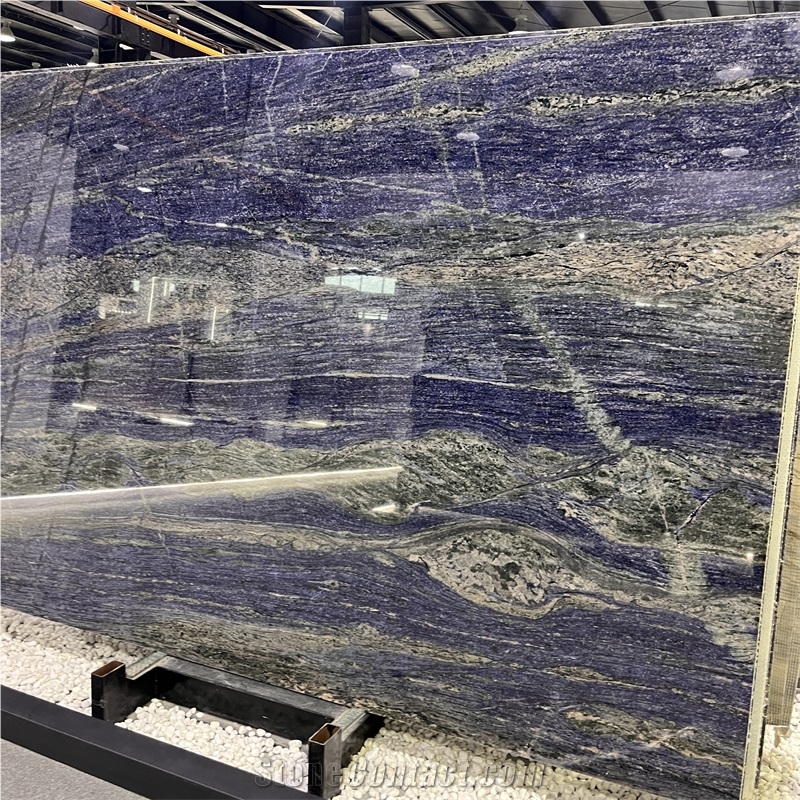 Luxury Azul Bahia Granite Backlit Bookmatchd Slab For Wall