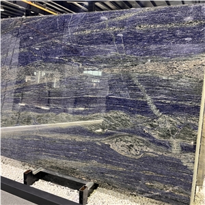 Luxury Azul Bahia Granite Backlit Bookmatchd Slab For Wall