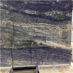 Luxury Azul Bahia Granite Backlit Bookmatchd Slab For Wall