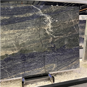 Luxury Azul Bahia Granite Backlit Bookmatchd Slab For Wall