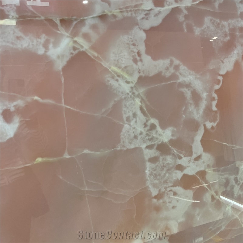 Luxury Beautiful Backlit Pink Onyx Slabs For Interior Wall