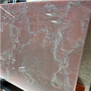 Luxury Beautiful Backlit Pink Onyx Slabs For Interior Wall