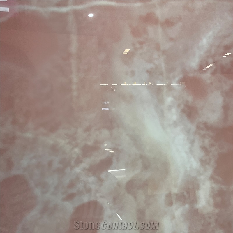 Luxury Beautiful Backlit Pink Onyx Slabs For Interior Wall