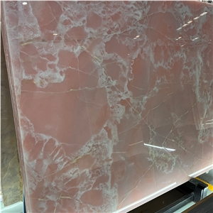Luxury Beautiful Backlit Pink Onyx Slabs For Interior Wall