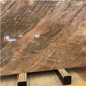Luxury Exuberant Brown Quartzite Slabs For Background Wall