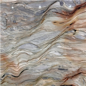 Luxury Golden Silk Quartzite Slab For Hotel Home Wall Decor