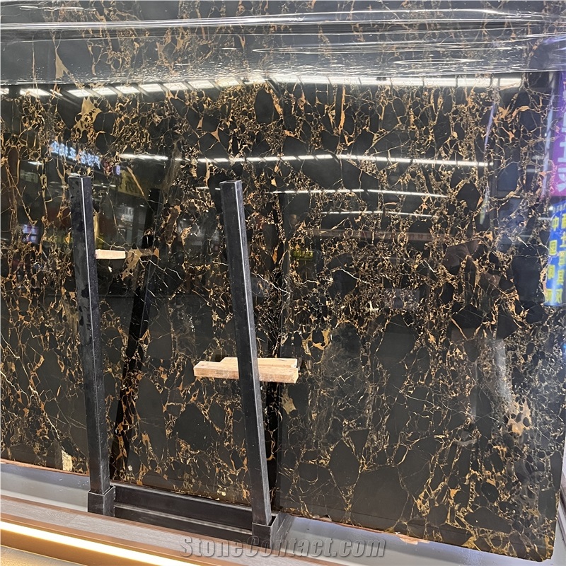 Luxury High Quality Portoro Gold Marble Slab For Hotel Floor