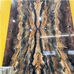Luxury Phoenix Gold Quartzite Slab For Background Wall Decor