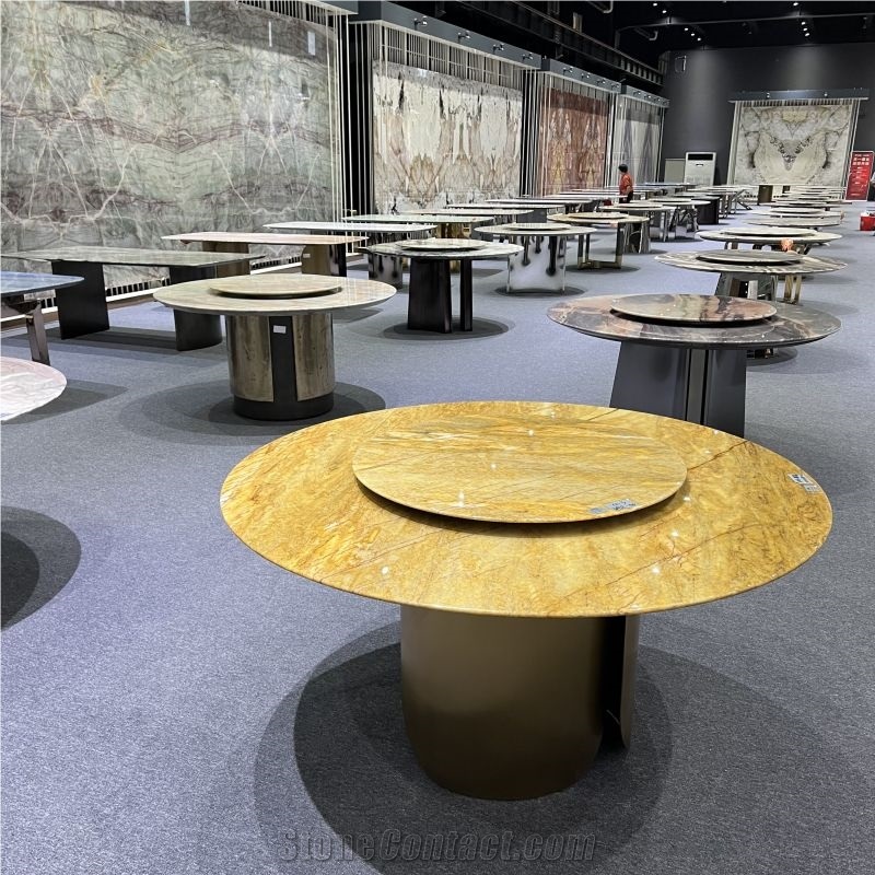 Luxury Stone Golden Quartzite Table Tops For Home Furniture