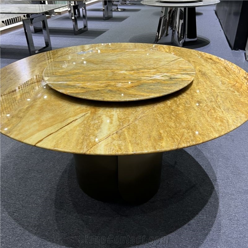 Luxury Stone Golden Quartzite Table Tops For Home Furniture