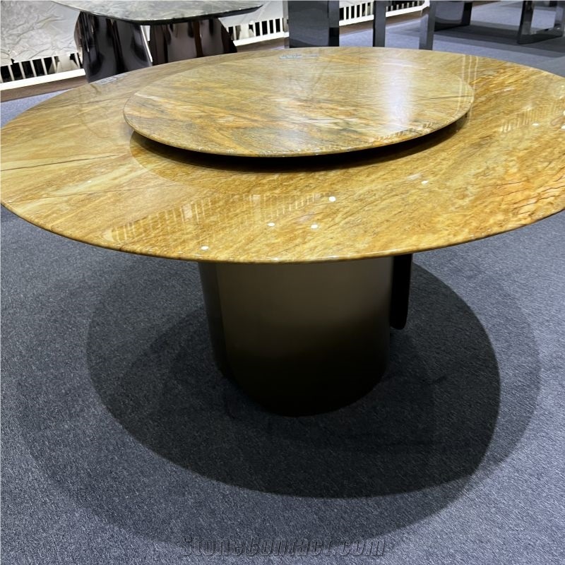 Luxury Stone Golden Quartzite Table Tops For Home Furniture