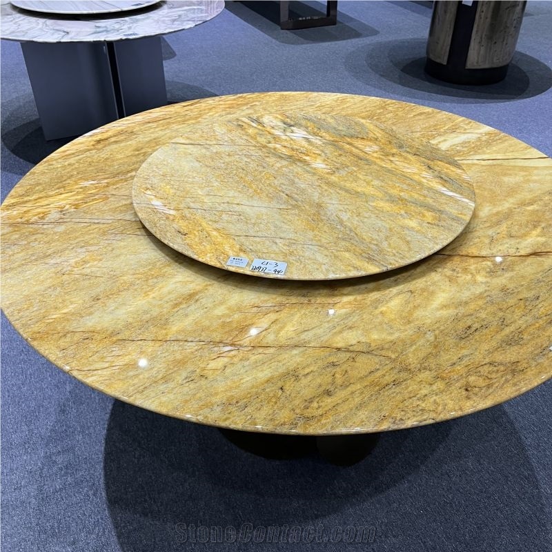 Luxury Stone Golden Quartzite Table Tops For Home Furniture