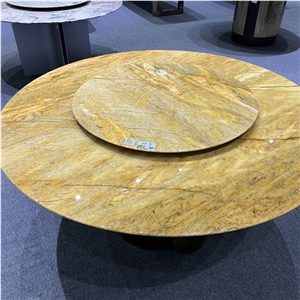 Luxury Stone Golden Quartzite Table Tops For Home Furniture
